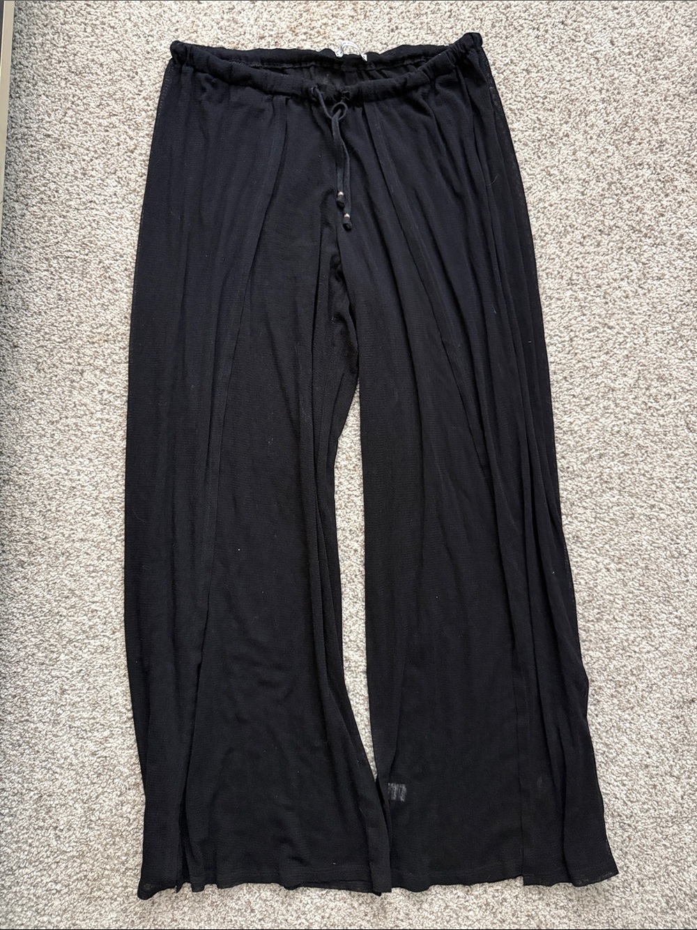 Black Wide Leg Drawstring resort swim cover